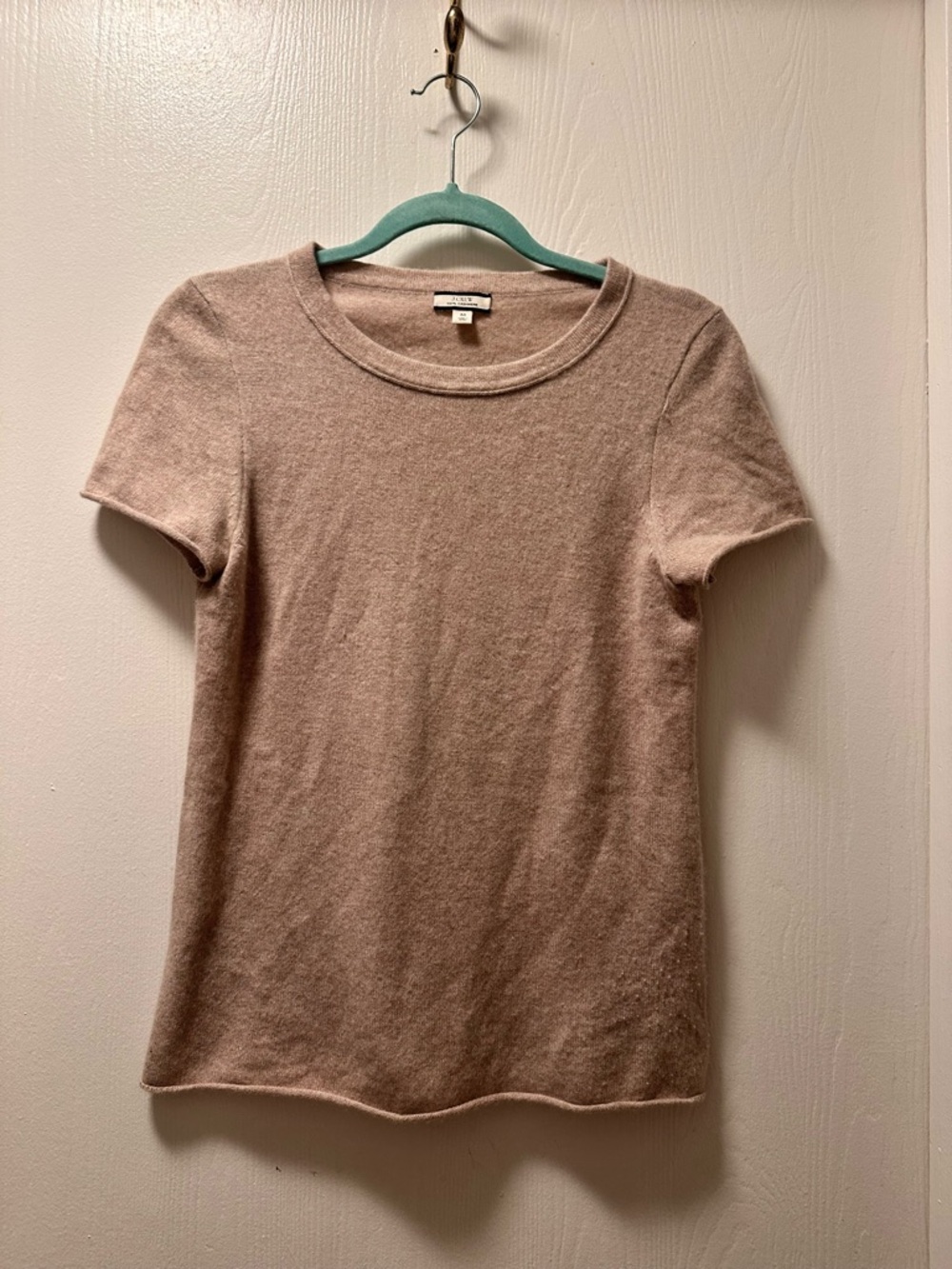 J. Crew Short Sleeve Cashmere Crewneck - Taupe
